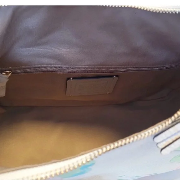 COACH FLORAL PEBBLED LEATHER SHOULDER BAG CROSSBODY WHITE PINK SPRING Y2K - Picture 8 of 14